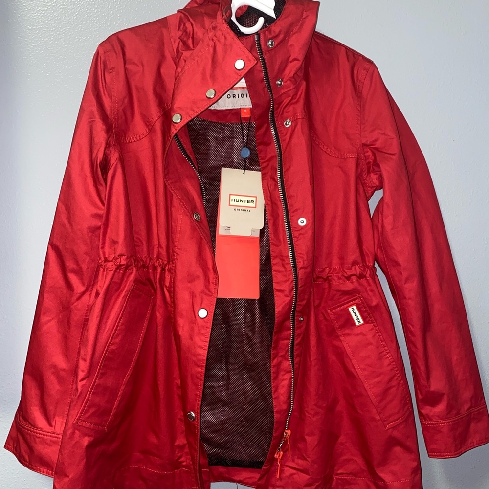 Hunter original cotton smock military red rain jacket Size S NEW
